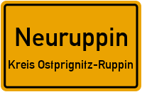 Ortsschild Neuruppin.Kreis Ostprignitz-Ruppin 